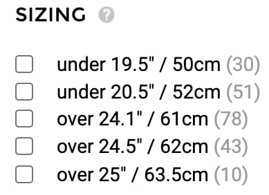 helmet size filter 1